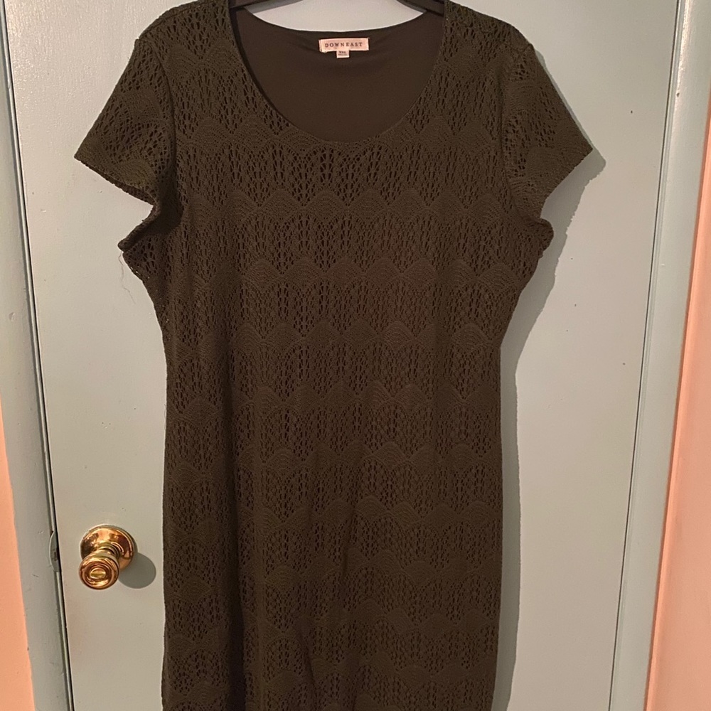 DownEast Dress in Green and Red